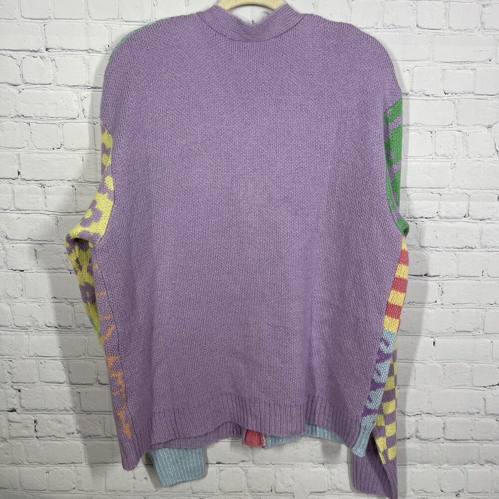 Oversized Cardigan Women Medium Pattern Patchwork Y2K Coquette Kidcore Sweater - Picture 7 of 11